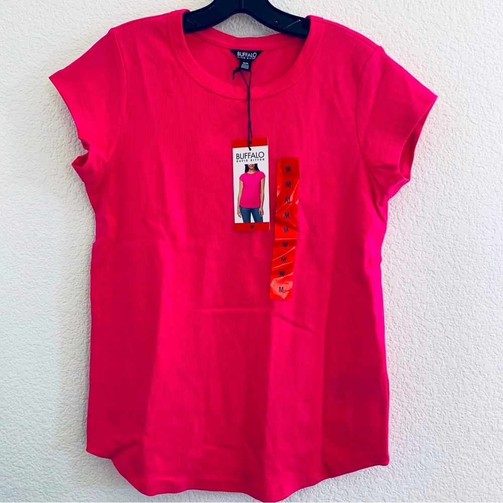 Buffalo David Bitton Short Sleeve Tee NWT Hot Pink Size M